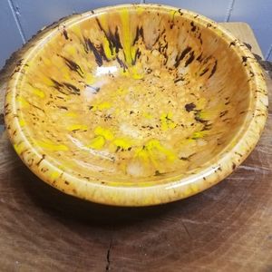 Vintage Glazed Ceramic Pottery Fruit Bowl Handmade Appalachia Retro Vibes